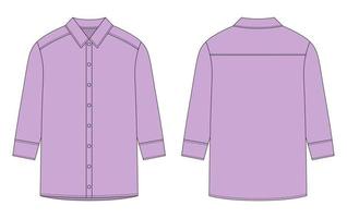 chemise oversize à manches longues et croquis technique de boutons. couleur violet pastel. vecteur