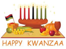 illustration de joyeuses salutations kwanzaa pour la célébration du festival de vacances afro-américain de la récolte vecteur