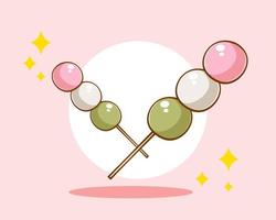 illustration de dessin animé mignon dango vecteur