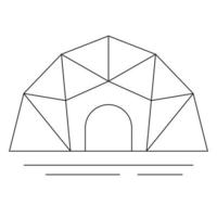 icône de tente doodle, glamping, dessin de tente, icône linéaire, dessin à la main vecteur