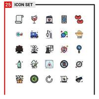 25 icônes créatives signes et symboles modernes d'éléments de conception vectoriels modifiables mobiles de dollar de coeur de haricot graphique
