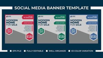 modèle de bannière d'annonces de médias sociaux de vente de maison moderne vecteur