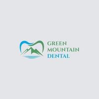 illustration créative simple montagne sur le vecteur de conception de logo de signe dentaire
