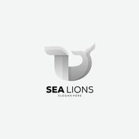 modèle de logo d'illustration de conception de lions de mer vecteur