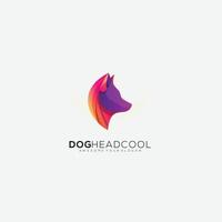 illustration colorée de gradient de logo de conception de tête de chien vecteur