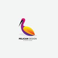 vecteur d'icône coloré dégradé de conception de pélican