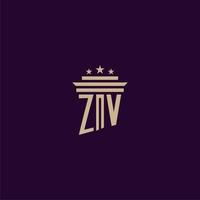 création de logo monogramme initial zv pour les avocats du cabinet d'avocats avec image vectorielle pilier vecteur