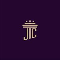 création de logo monogramme initial jc pour les avocats du cabinet d'avocats avec image vectorielle pilier vecteur