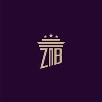 création de logo monogramme initial zb pour les avocats du cabinet d'avocats avec image vectorielle pilier vecteur