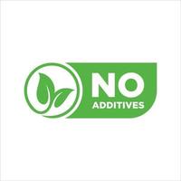 aucun signe d'additifs pour l'étiquette de produits alimentaires naturels sains, pictogramme vectoriel isolé avec feuille de plante