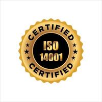 label doré certifié iso 14001, illustration vectorielle vecteur