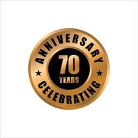 Modèle de conception de célébration d'anniversaire de 70 ans. timbre de vecteur anniversaire 70 ans