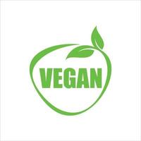 modèle de logo d'icône de timbre de typographie végétalien vecteur