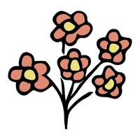 clipart fleur simple. doodle floral dessiné à la main. pour l'impression, le web, le design, la décoration, le logo vecteur