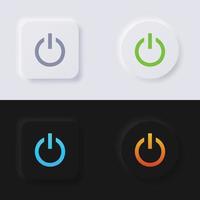 jeu d'icônes de bouton d'alimentation, conception d'interface utilisateur souple de bouton de neumorphisme multicolore pour la conception Web, interface utilisateur d'application et plus encore, bouton, vecteur. vecteur