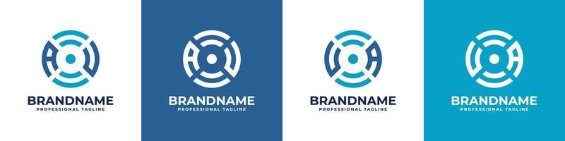 logo monogramme de technologie globale lettre au ou ua, adapté à toute entreprise avec des initiales au ou ua. vecteur