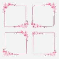 bordure de fleurs de cerisier, fleur de cadre de modèle, ornement, vecteur de sakura