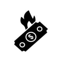 dollar sur l'icône de vecteur de feu