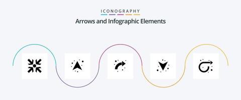 pack d'icônes flèche glyphe 5 comprenant la répétition. La Flèche. flèches. complet. La Flèche vecteur