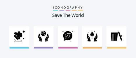 sauvez le pack d'icônes glyphe 5 du monde, y compris les ordures. écologie. discuter. la nature. écologie. conception d'icônes créatives vecteur