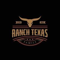 vintage retro texas longhorn, western state bull cow étiquette vintage logo design emblème étiquette logo design vecteur