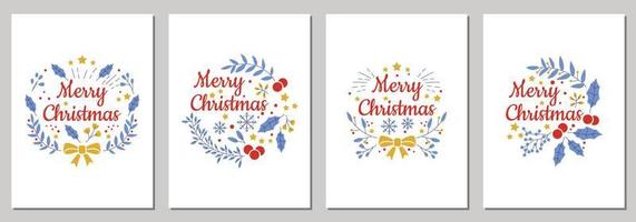 cartes de noël avec joyeux noël avec décorations de noël et conception de typographie. illustration vectorielle. vecteur