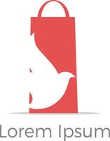logo de sac à provisions, conception de vecteur de sac de voyage, oiseau dans l'illustration de sac