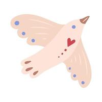 pigeon blanc dessiné à la main. carte de Saint Valentin. illustration vectorielle vecteur