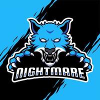 logo de la mascotte esport de jeu de loup vecteur