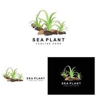 logo d'algues, conception vectorielle de plantes marines, épicerie et protection de la nature vecteur