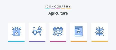 pack d'icônes bleu agriculture 5, y compris la ferme. sol. agriculture. plante. agriculture. conception d'icônes créatives vecteur
