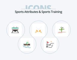 attributs sportifs et entraînement sportif pack d'icônes plat 5 conception d'icônes. . performant. gymnastique. gymnastique. sport vecteur