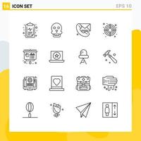 aperçu de l'interface mobile ensemble de 16 pictogrammes d'éléments de conception vectoriels modifiables de messagerie de succès d'appel cible graphique vecteur