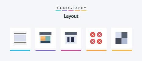 mise en page plat 5 pack d'icônes comprenant. la grille. la toile. ux. disposition. conception d'icônes créatives vecteur