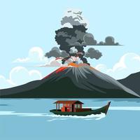 illustration de l'éruption du mont krakatau en indonésie vecteur