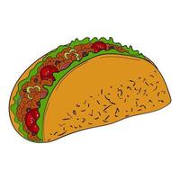 tacos farcis de falafel et de légumes. plat végétarien, cuisine mexicaine. vecteur