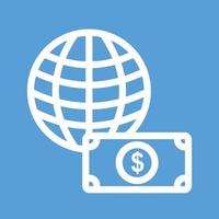 icône de fond de couleur de ligne de transfert d'argent mondial vecteur