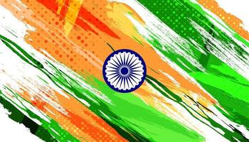 fond de drapeau indien avec style de pinceau et effet de demi-teintes. illustration du drapeau national tricolore indien avec concept grunge vecteur