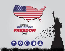 Journée nationale de la liberté religieuse. 16 janvier. concept de vacances. modèle pour arrière-plan, bannière, carte, affiche avec inscription de texte. illustration vectorielle. vecteur