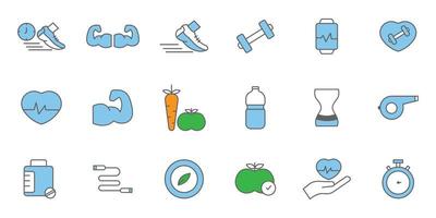 jeu d'icônes d'illustration de remise en forme. style d'icône à deux tons. icône liée au sport. conception de vecteur simple modifiable