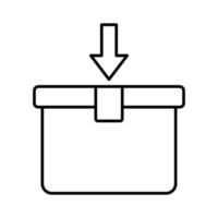 illustration d'icône de boîte de fret avec flèche vers le bas. adapté à l'icône ouverte ici. icône liée à la logistique, à la livraison. style d'icône de ligne. conception de vecteur simple modifiable