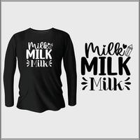conception de t-shirt lait lait lait avec vecteur