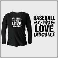 le baseball est ma conception de t-shirt de langue d'amour avec le vecteur