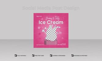 crème glacée testy et poste de médias sociaux de restaurant vecteur