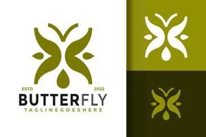 modèle d'illustration vectorielle de conception de logo d'huile de papillon nature vecteur