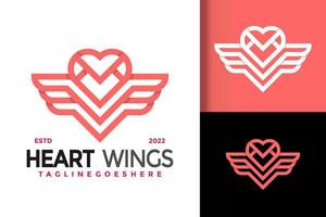 modèle d'illustration vectorielle de conception de logo d'ailes de coeur vecteur