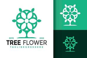 modèle d'illustration vectorielle de conception de logo de fleur d'arbre vecteur