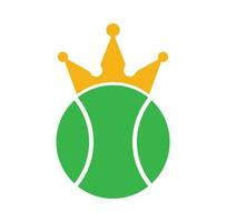 création de logo vectoriel tennis king. modèle de conception d'icône de balle de tennis et de couronne.