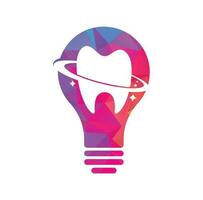conception de logo vectoriel de concept de forme d'ampoule de planète dentaire. concept de logo vectoriel de clinique dentaire.