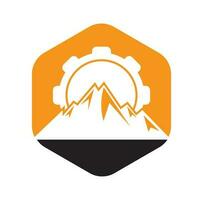 conception d'icône de logo d'engrenage de montagne. vecteur